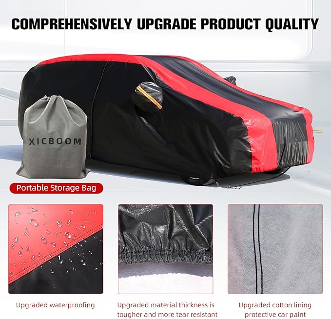 6-Layer Car Cover Waterproof All Weather for Automobiles,Universal Fit for SUV,Outdoor Full Cover Rain Sun UV Protection with Zipper Cotton,Fit SUV Jeep-Length (184" to 190")