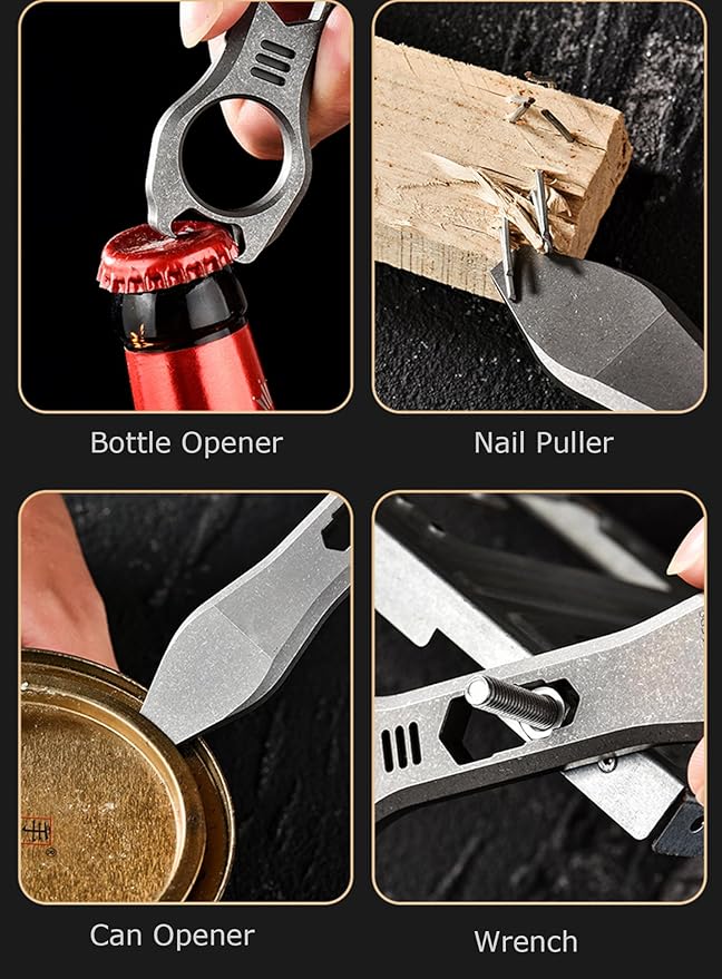 Titanium EDC Pry Bar Multi Tool Bottle Opener Nail Puller Crowbar Wrench Screwdriver Compact Size EDC Multi Tool