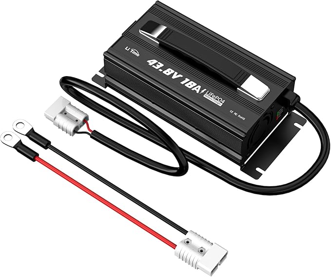 LiTime 43.8V 18A Lithium Battery Charger for 38.4V LiFePO4 Battery, AC-DC Smart Charger with 50A Anderson Connector, LED Indicator, Multiple Safety Protection for Golf Cart and RV