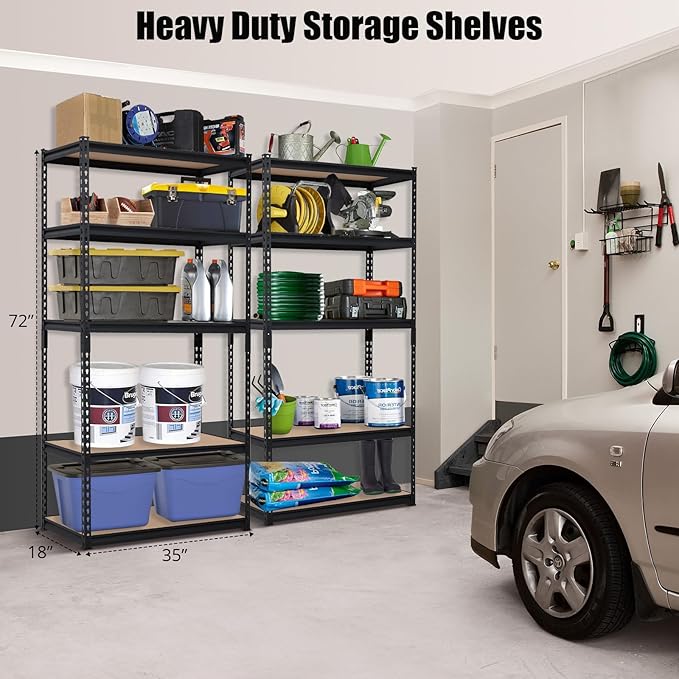 Towallmark Garage Shelving, 36 x18 x 72 Storage Shelves, Heavy Duty Storage Shelving, Durable Storage Shelves, Rust-Resistant Design, Easy Assembly