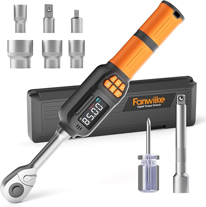 Digital Torque Wrench Set, 3.09-62.6 Ft.lb/4.2-85 Nm, 3/8" Drive Inch Pound Torque Wrench Electronic with Buzzer & LCD Indicator, Torque Wrench Set for Motor Cars Auto Repair