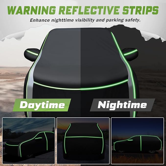 Mixsuper Liner Car Cover for Jeep Grand Cherokee 1993-2026, 7 Layers Waterproof Car Cover Accessories for Grand Cherokee with Zipper Door, Windproof Straps, Reflective Strips, Anti-UV, All Weather