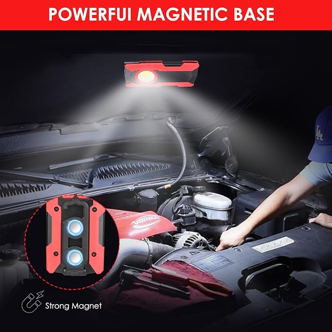 Rechargeable LED Work Light, OTYTY 40W 2000LM Magnetic Work Light Battery Powered Portable Flood Light with Gooseneck Flashlight for Car Repairing, Camping, Inspection (GFR)