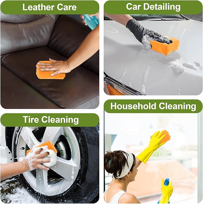 8 PCS Microfiber Applicator Pad, 4.7"x3.1" Scratch-Free Foam Buffing Scrub Pads, Car Wash Sponges for Effortless Detail Polishing, Waxing, Tire Shining, Interior Cleaning, Scrubbing (Yellow)