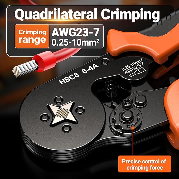Preciva Ferrule Crimping Tool Kit with Portable Suitcase, Square Crimping Pliers for AWG 23-7 Ratchet Crimper with 1000PCS Single and 260PCS Twin Ferrules Connectors