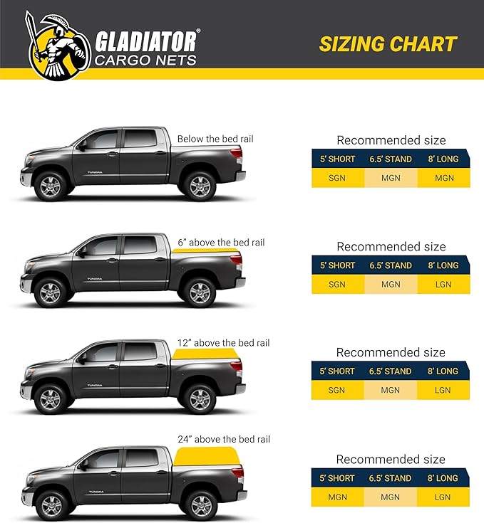 Gladiator Cargo Nets - Heavy Duty Truck Cargo Net- XLarge Plus: (XTN-100) 10.5' x 14.5'