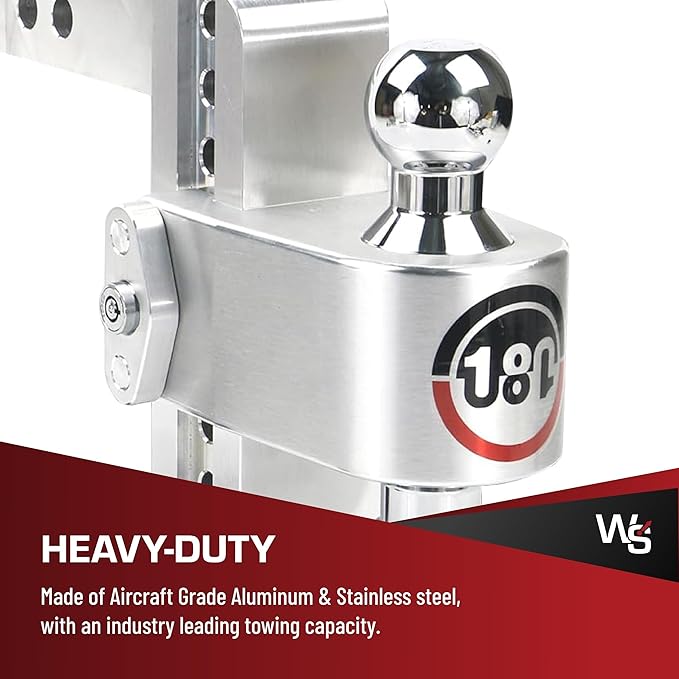 180 HITCH CTB6-2 Aluminum Adjustable 6" Drop & Chromed Steel Ball for 2" Receiver, 12,500 GTW