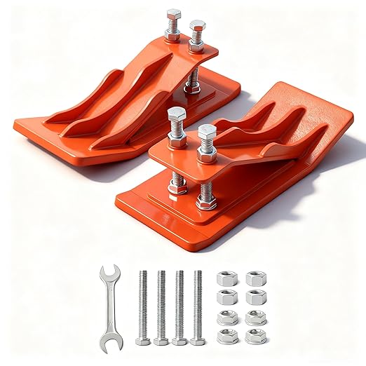 2Pcs Orange Tractor Bucket Edge Protector, Skid Steer Attachments with Upgraded 10mm Steel & Dual Bolt Lock for Snow Removal