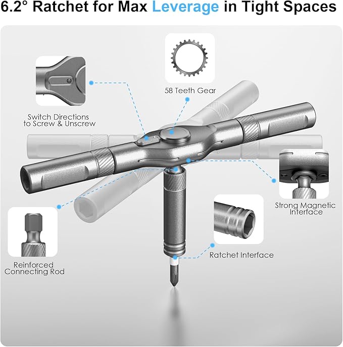 42 in 1 Magnetic Screwdriver Set, Portable Multi Bit Compact Ratchet Precision Screwdriver Set Mini Repair Tool Kit for Diy, Laptop Computer, Bicycles, Furniture, Eyeglass and More (Grey)
