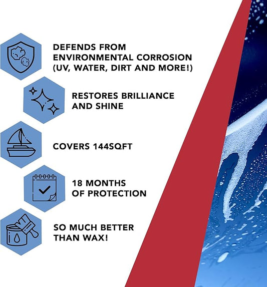 Glidecoat Marine Ceramic Coating (120ml)-Nano Ceramic Coating for Boats, Cars-Better Than Car Wax Polish and More Durable than Regular Ceramic Coating for Cars - Extremely Durable Coating (120mL)