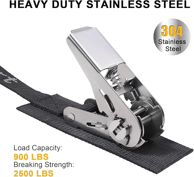 Ayaport Stainless Steel Ratchet Tie Down Straps Endless 12' Heavy Duty Boat Tie Downs Boat Accessories Pack of 2…
