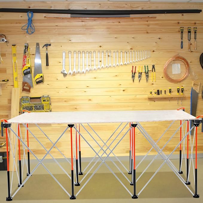 VEVOR Portable Folding Workstand, 6.12 x 4.14 ft Collapsible Workbench, 4500 lbs Weight Capacity, No Assembly Foldable Work Stand with Storage Bag, Table Top NOT Included, for Garage Workshop Outdoor