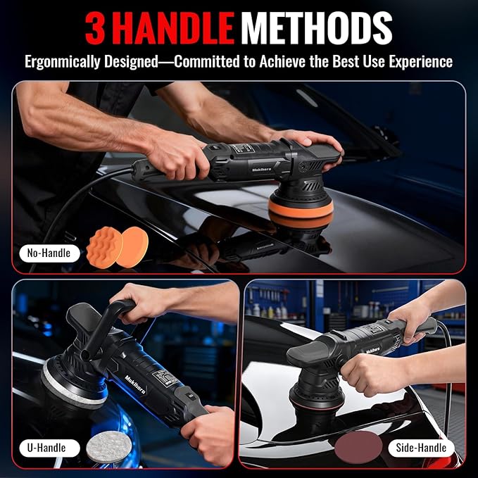 Car Buffer Polisher, 5 Inch Random Orbital Car Polisher, 1600W 6 Variable Speed 600-3600 RPM, 26Pcs Attachments, Polisher for Car Detailing, Boat Sanding, Scratch Removing