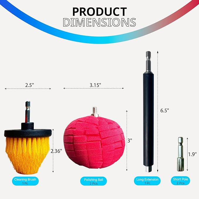 Drill Bit Cone Polisher, Metal Polishing Tool, Car Wheel Polishing Sponge, Polishing Pad, Polishing Ball, with Hand-Held Extension Bracket, Suitable for Household Standard Hand Drill