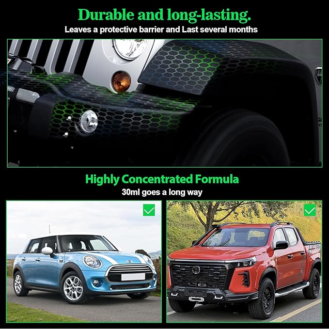 NADAMOO Plastic Restorer, Highly Concentrated Ceramic Coating for Cars, Back to Black Automotive Exterior and Interior Trim Scratch Remover Kit, Restore Faded Plastic, Vinyl & Rubber, 30ml