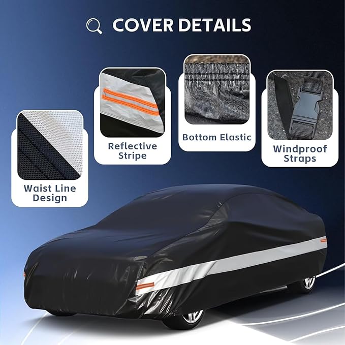 10 Layers Car Cover Custom Fit for Nissan 350Z 370Z Z (2002-2025), Waterproof All Weather for Automobiles, Outdoor Full Cover Sun Dust Rain Protection with Cotton. Black
