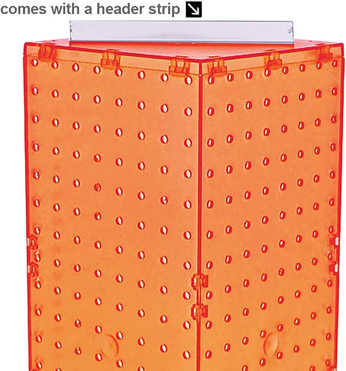 Azar Displays 703385-ORG Four-Sided Revolving 8”W X 20”H Pegboard Counter Display, Orange