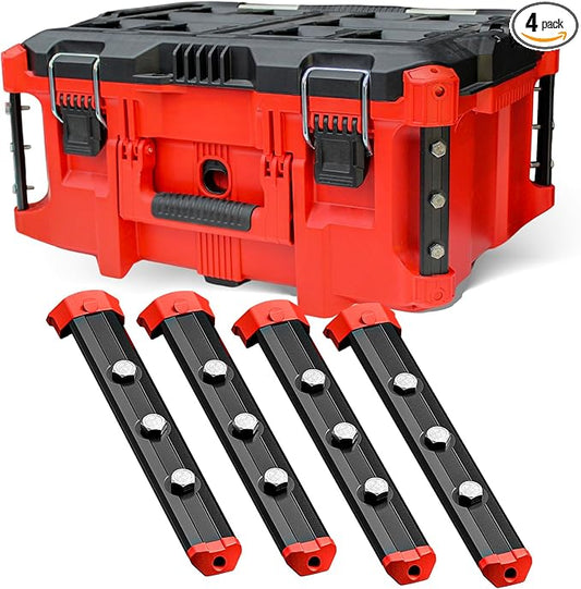 Alpha Engineered Threaded Replacement Packout Rails 7.7” (195mm) Compatible with Milwaukee Packout Tool Box 48-22-8425 Includes End Caps - Heavy Duty Aluminum Rails - Fits Packout Accessories – Black