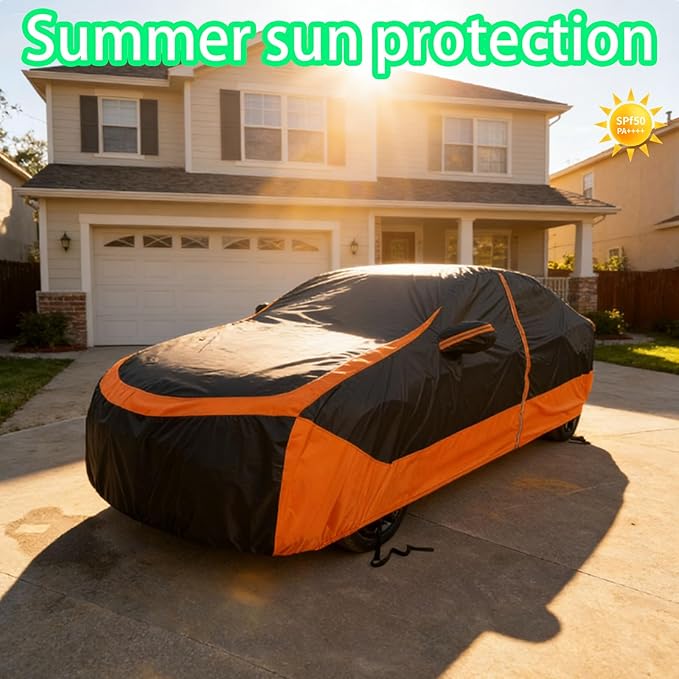 Waterproof Outdoor Cover with Zipper Door Reflective Strips Fit for Toyota Camry, Nissan Altima, Honda Accord, Chevy Malibu, Kia Optima/K5, Subaru Legacy, Buick Regal etc. Fit Length (187-194 inch)