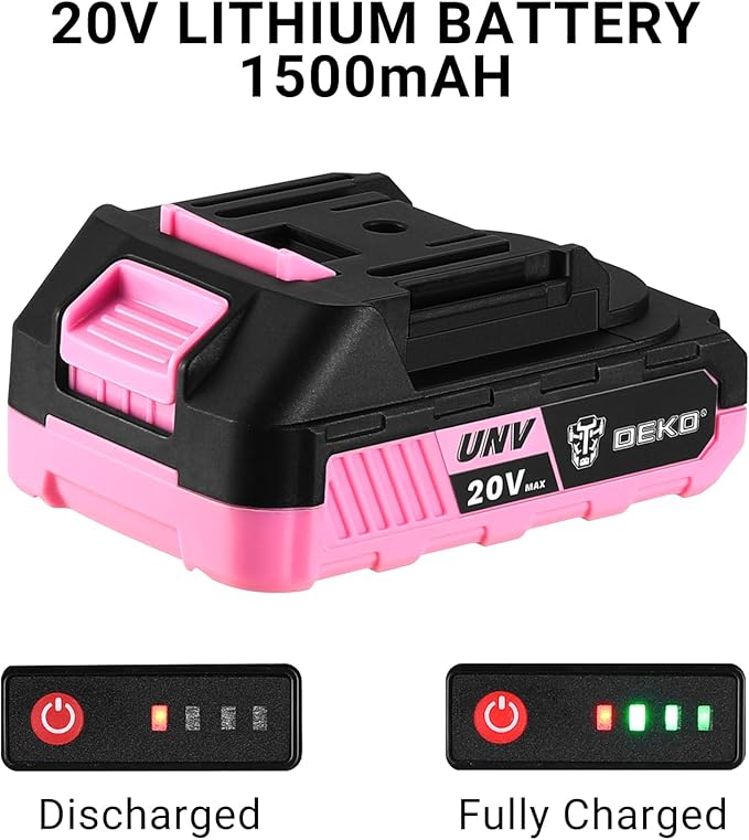 Power Drill Cordless: DEKOPRO Pink Cordless Drill 20V Electric Power Drill Set Tool for Women Drills with Battery and Charger 20 Volt Drills Driver Kit