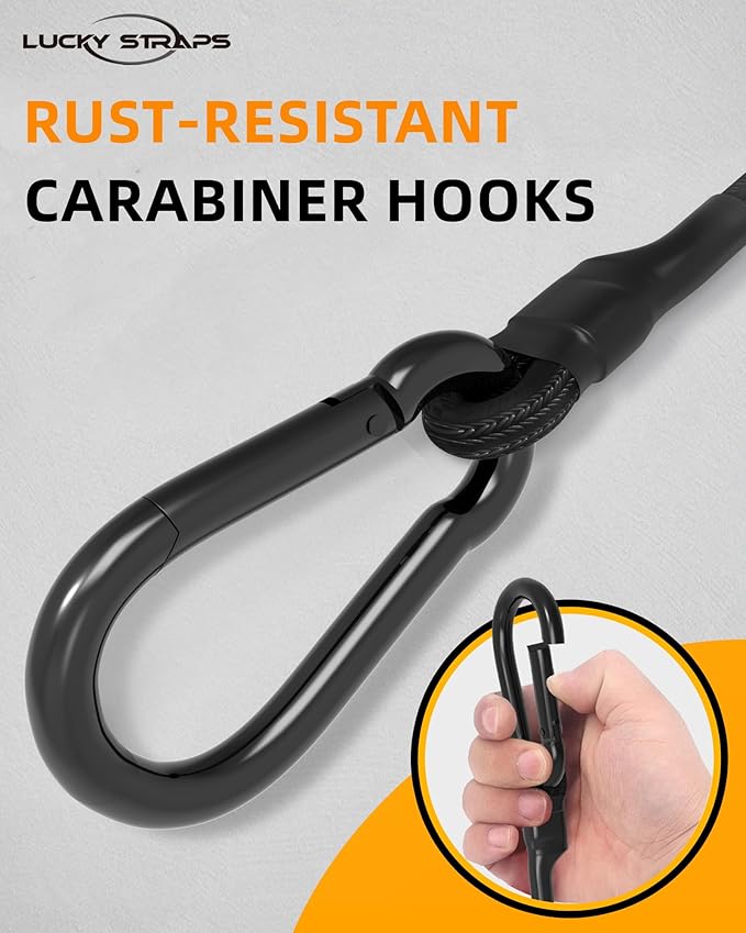 4 Inch Short Small Bungee Cords with Carabiner Hooks, 8 Pcs Black Mini UV Resistant Bungee Straps with Superior Elasticity Thai Latex, Great for Cargo, Bike, Kayak Boat, Luggage, etc