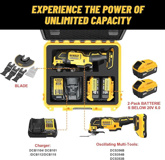 Case for Dewalt Oscillating Multi Tool – Fits DCS356B DCS354B DCS353B, Heavy-Duty Protective Tool Box for 20V Max Multi-Tool, Battery & Charger, Waterproof Hard Storage Case (Case Only)