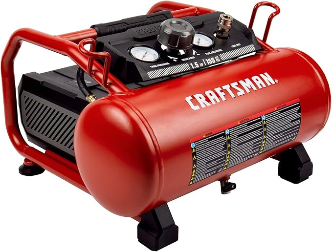 Craftsman Air Compressor 3 Gallon Portable Hotdog Air Compressor, Max 155 PSI 2.6 CFM@90psi Oil-Free Electric Workshop Air Compressors, CMXECXA0200341