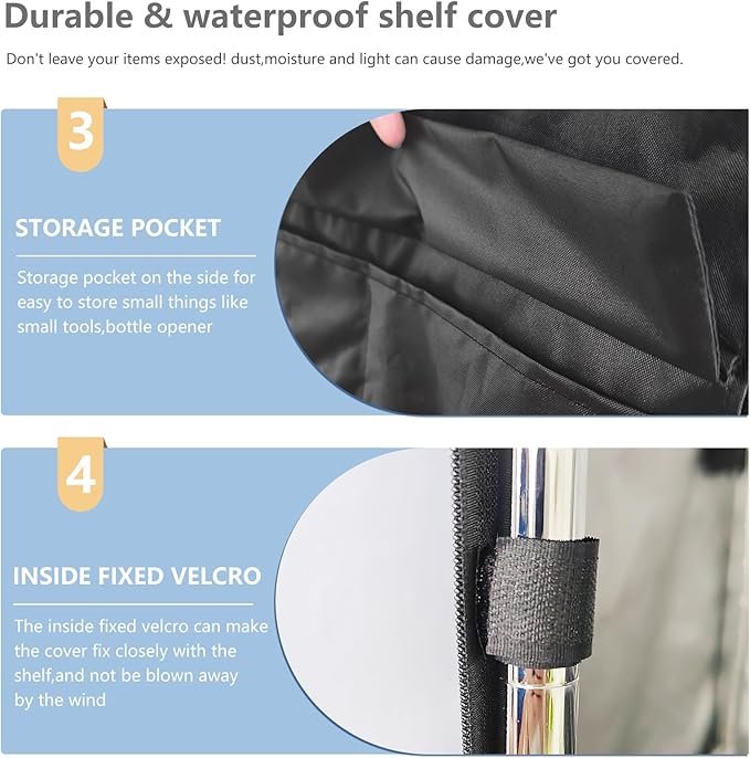 Waterproof Shelf Cover,Outdoor 600D Heavy Duty Dustproof Storage Shelves Cover,48''x24''x72'' Shelf Covers for Wire Shelving with Zippers,Storage Rack Covers with Clear Front