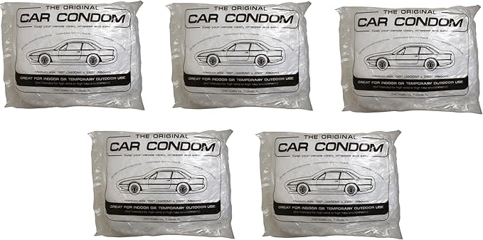 Car Condom 5 Pack Disposable Plastic Car Cover with Elastic Band Medium Size 21' x 12.5'