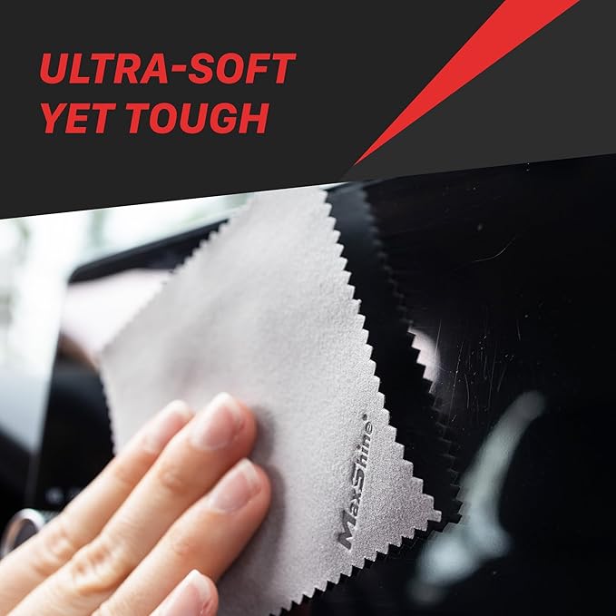 Maxshine Suede Microfiber Towel | 10 Pack, Ultra-Soft, Lint-Free, No Scratch | for Ceramic Coating, Car Waxing, Polishing | Detailing Cloth for Interior & Exterior