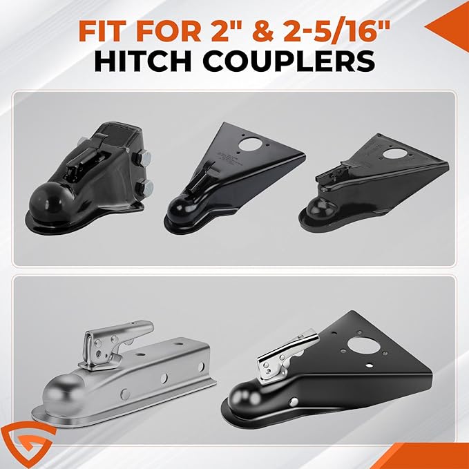 RV Trailer Hitch Lock, Solid Steel Anti-Theft Coupler Lock for 2" & 2-5/16" Towing Hitch, Hard-to-Pry Weatherproof High-Visibility Orange Security for Camper & Boat Trailers (Rust-Resistant