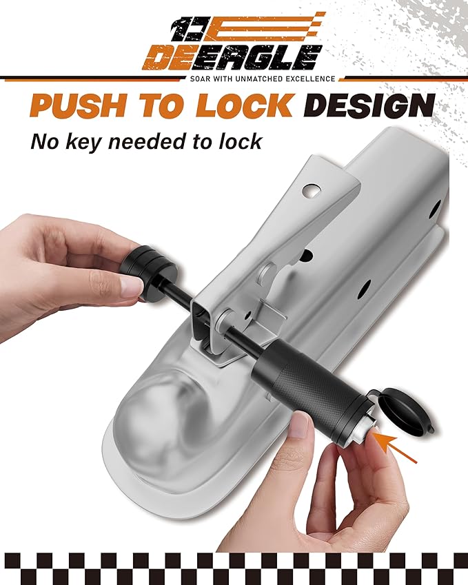 DEEAGLE Trailer Coupler Lock, Include Universal Trailer Ball Lock, 1/4”Dia 3-1/2” Span Hitch Pin Lock