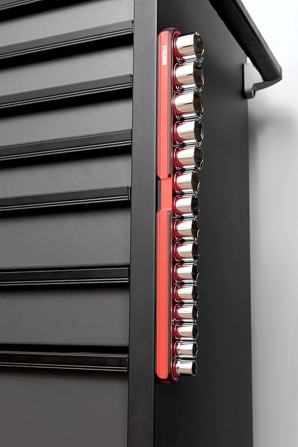 Steelman 75106 Large 18-Inch Long Magnetic Steel Socket Storage and Parts Accessory Tray