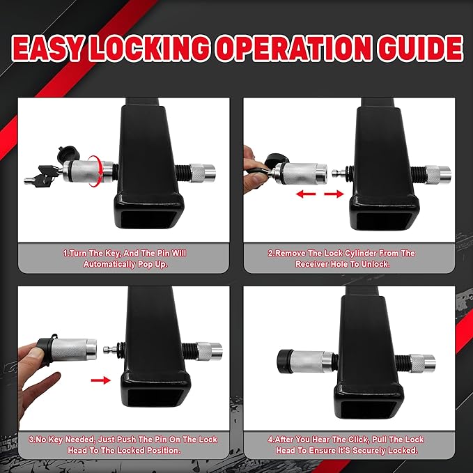 TYT Trailer Hitch Lock for 2" Receiver, Class III/IV, 5/8" Dia x 4" Extra Long Hitch Pin, Anti-Theft Trailer Receiver Lock with 2 Keys & 8 O-Rings (Silver)