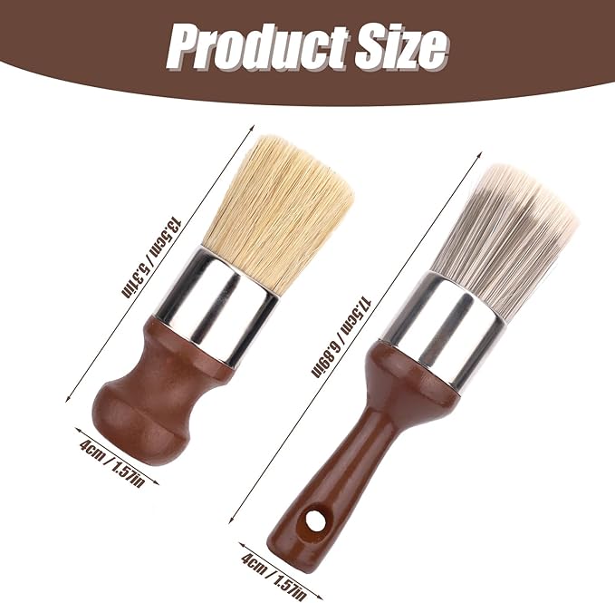 2pcs Salve Brush for Furniture, Leather & Wood Care Cleaning Brush Wax Brushing Tool with Comfortable Handle & Soft Bristles for Home Car Interiors Cleaning Maintenance (Brown)