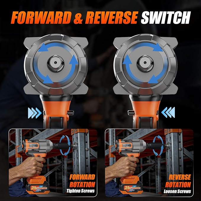 Protmex 1107Ft-lbs(1500N.m) Impact Wrench, 1/2" Cordless Impact Driver, Brushless High Torque Impact Gun with 21V 2x4.0Ah Battery, Power Motor Variable Speeds for Car/Mower/Pickup Truck