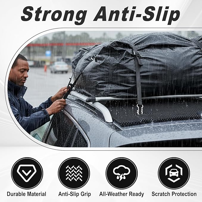 Roof Rack Pads, Universal Non-Slip Car Roof Mat, All Weather Protective Liner for Cargo Bags Protective Mat, Scratch Prevention, Fit Most Vehicles (47.24" x 39.37 ")