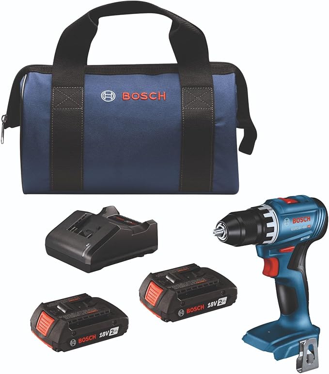 BOSCH GSR18V-400B22 18V Compact Brushless 1/2 In. Drill/Driver Kit with (2) 2 Ah Standard Batteries