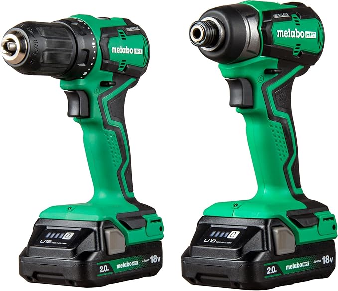 Metabo HPT 18V MultiVolt™ Sub-Compact Driver Drill/Impact Cordless Combo Kit | High Torque | Brushless Motor | Lifetime Tool Warranty | KC18DDXS