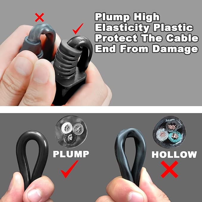 HUANCHAIN 10 ft (2pack) Indoor Outdoor Black Extension Cord Waterproof, 16/3 Gauge Flexible Cold-Resistant Appliance Cord Outside, 13A 1625W 16AWG SJTW, 3 Prong Electric Cable, ETL