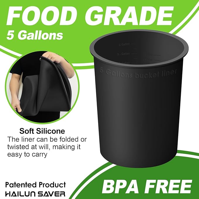 4mm Thick Silicone Bucket Liner for 5 Gallon Buckets, Leakproof Concrete Mixing Liner with Measurements, Reusable Heavy Duty Insert for Thinset, Grout, Mortar & Paint