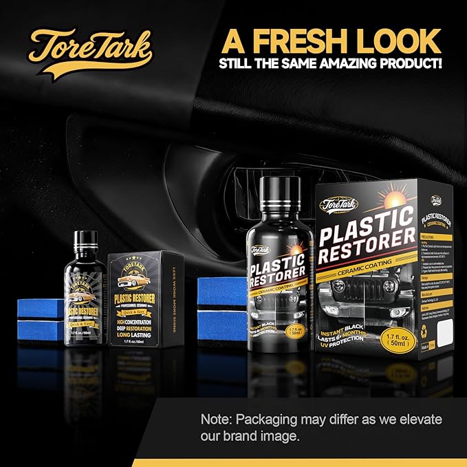 Plastic Restorer for Cars, Not a Dressing, Black Trim Restorer, Ceramic Crystal Coating Highly Concentrated, Lasting Up to 6 Months+ with UV Protection, Restore Automotive Exterior Protectant