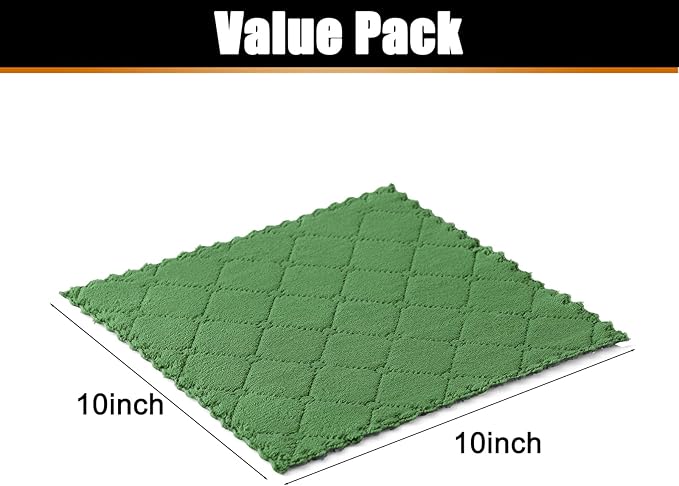 Mordimy 18 Pack Kitchen Cloths Dish Towels (10" x 10", Dark Grey & Grass Green), Super Soft and Absorbent Dish Cloths, Coral Velvet Microfiber Cleaning Cloth, Nonstick Oil Fast Dry Dishcloths
