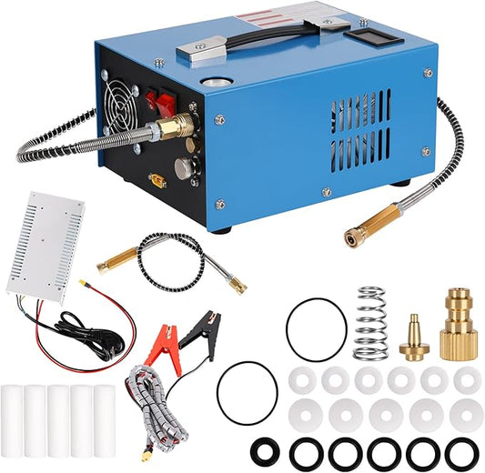 PCP Air Compressor, 4500 Psi/30 MPa Scuba Tank Compressor, 12V DC/120V AC Power Supply, Built-in Power Converter, Suitable for PCP Air Rifles, Paintball, High-Pressure Tank Compressors