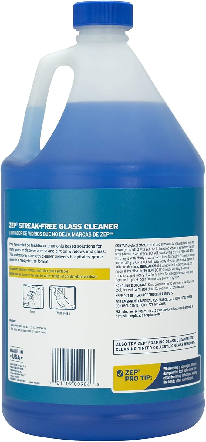 Zep, ZU1120128, Streak-Free Glass Cleaner, 128 ounce