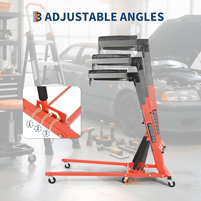 Top Automotive Creeper,Engine Topside Creeper with Adjustable Height 49.21 in to 68.89 in, 400 LBS Capacity High Topside Creeper,6 Swivel Caster Wheels, Heavy Duty Foldable Garage Creepers for Auto