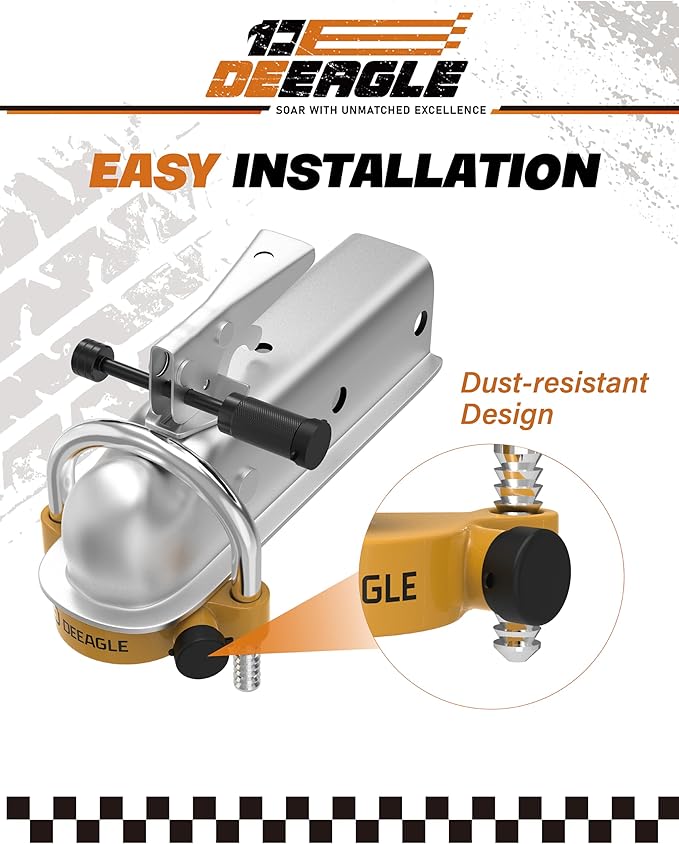DEEAGLE Trailer Coupler Lock, Include Universal Trailer Ball Lock, 1/4”Dia 3-1/2” Span Hitch Pin Lock