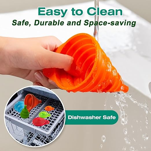 Kitchen Funnel Set of 3,Small,Medium and Large,Kitchen Gadgets Accessories Foldable Silicone Collapsible Food Grade Funnels for Kitchen Use Daily Cooking Filling Bottles Liquid Powder Transfer