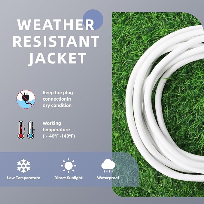 EP 12/3 3 FT Indoor Outdoor White Extension Cord Waterproof, 12 Gauge 3 Prong Power Cord Flexible Resistant Appliance Extension Cable Electric Cable Outside, 15A 1875W 12AWG SJTW, ETL Listed
