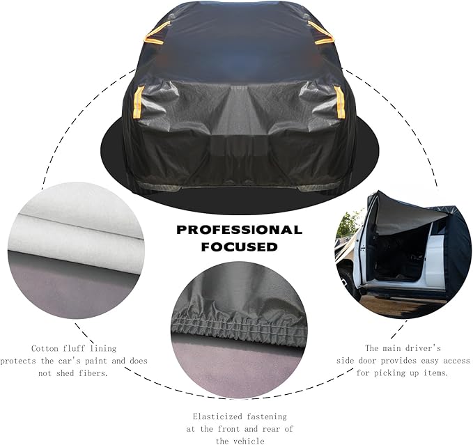 Car Cover Waterproof All Weather,Car Covers for Automobiles with Driver Door Zipper,Outdoor Car Cover Rain,Snow and UV Protection with Waterproof Adhesive Strip, Fit SUV-Length 195" to 200"